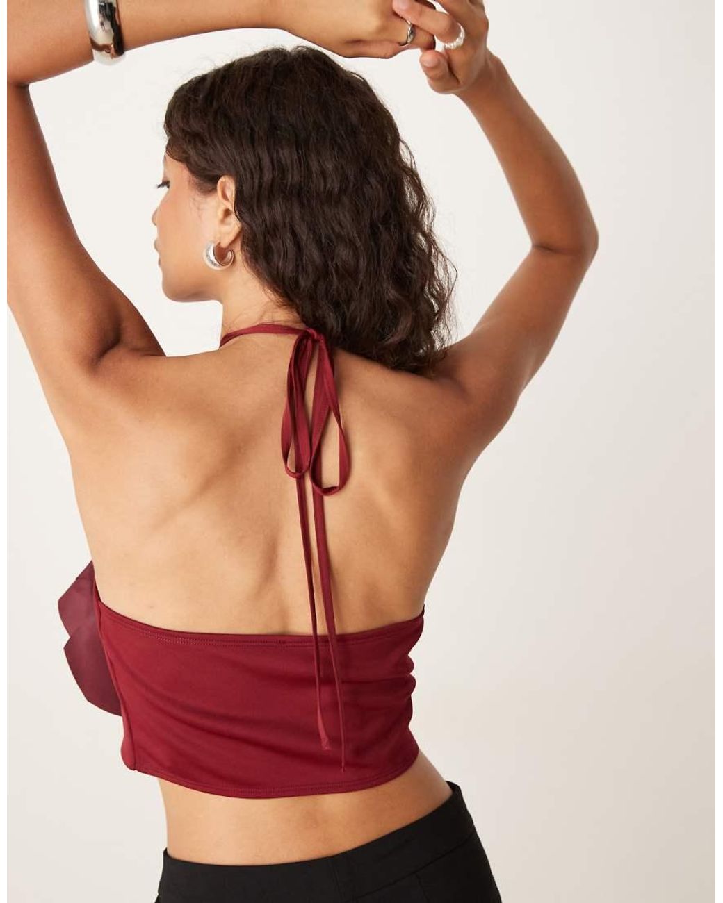 ASOS Red Floral Corsage Halter Top