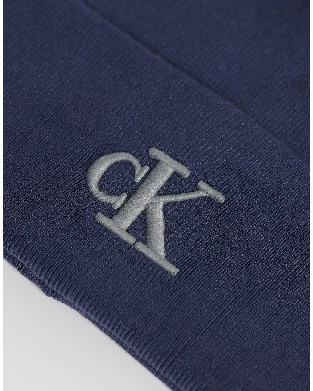 Calvin Klein Gerippte beanie mit feinem logo in Blue für Herren