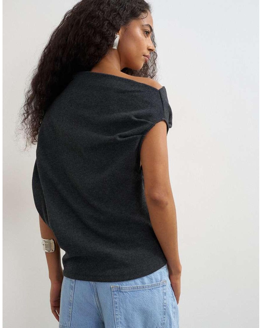 TOPSHOP Multicolor Fallen Shoulder Top