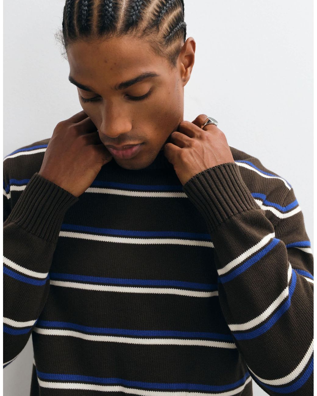 Mango Blue Light Knit Sweater for men