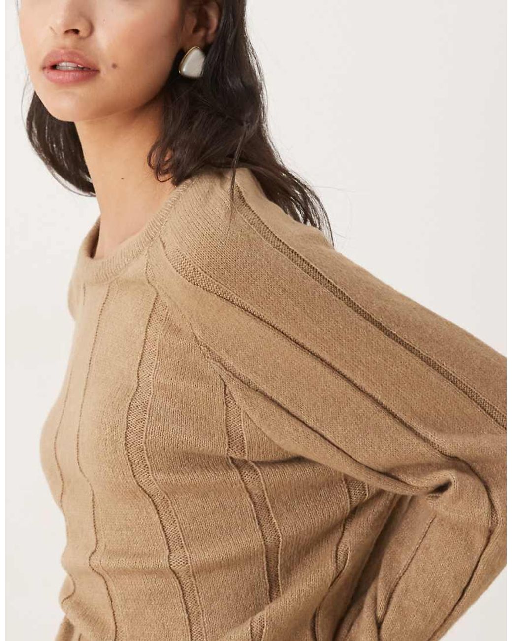 ASOS Blue Fluffy Knitted Jumper With Wide Rib Setting