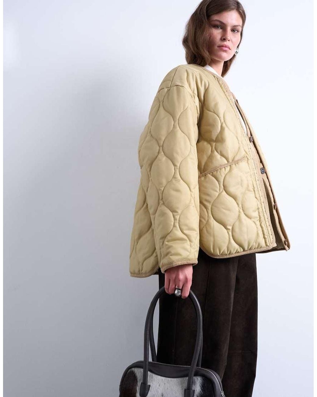 TOPSHOP Natural Double Layer Fronted Liner Jacket
