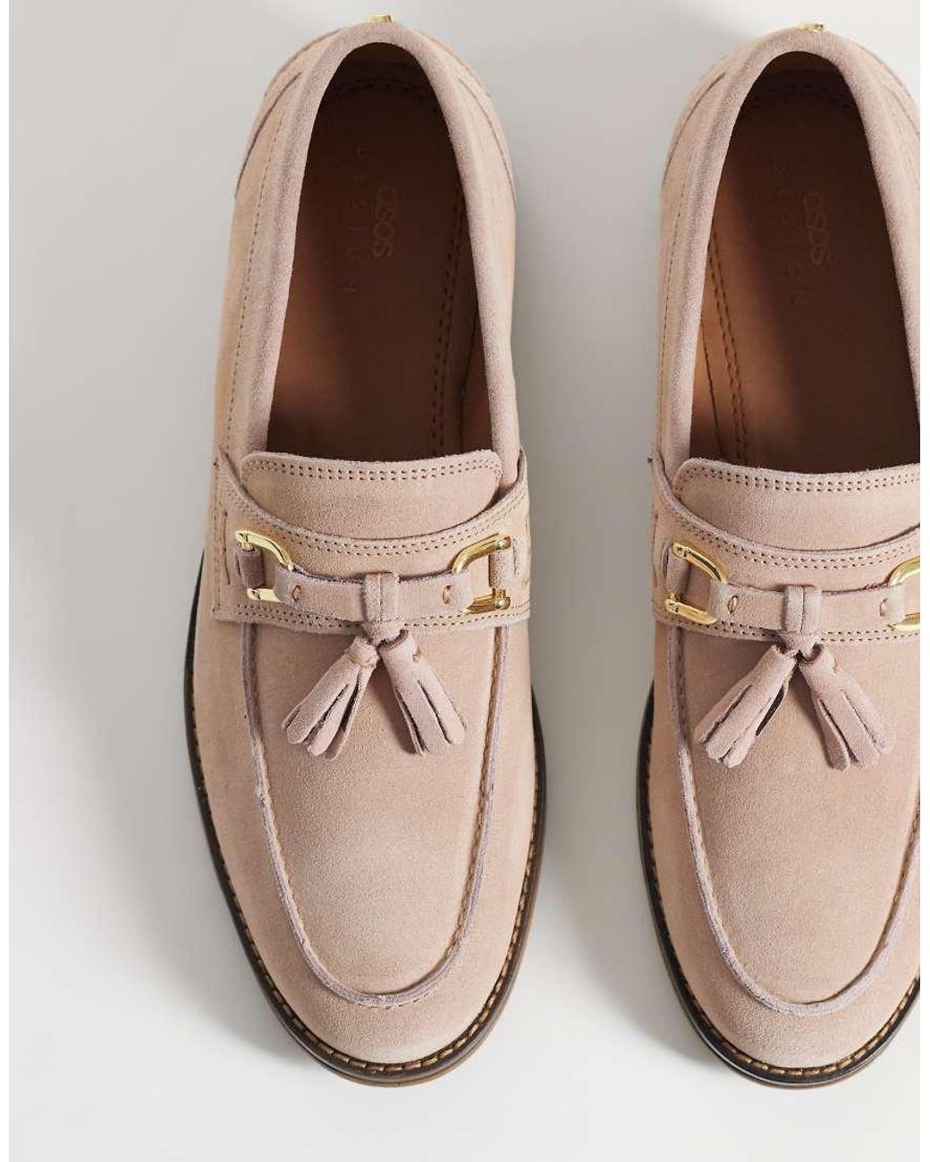 ASOS White Light Suede Loafers With Tassel for men