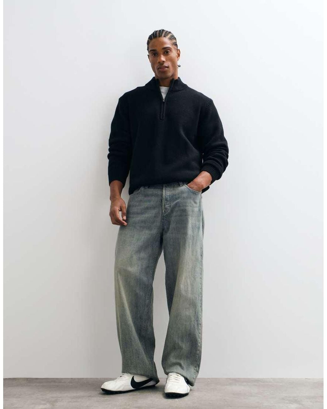 Wrangler Black Quarter Zip Knit for men