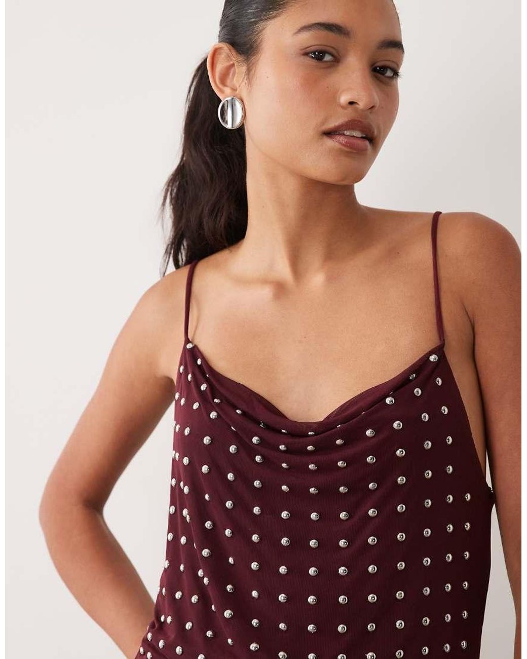 River Island Purple Studded Detail Cami Top