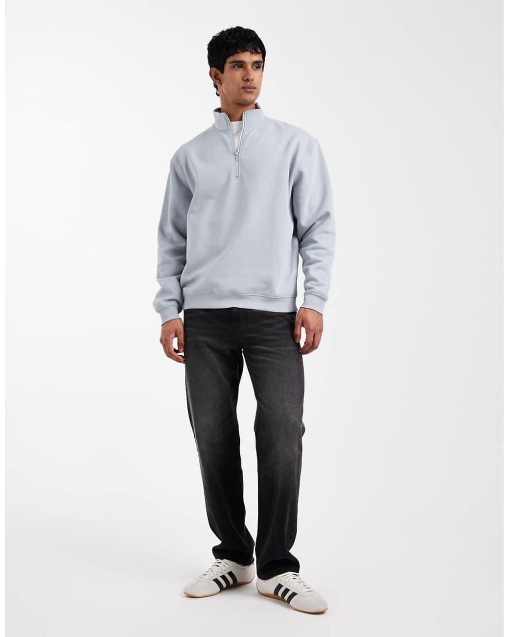 ASOS Gray Essentials Oversized Quarter Zip for men