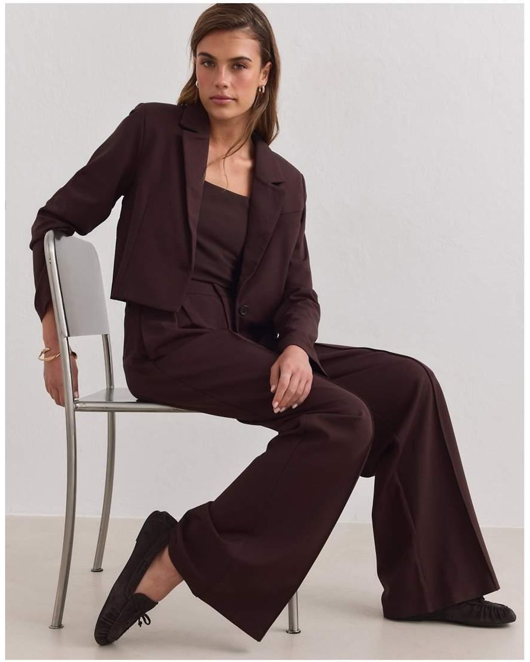 Aim'n Purple Chocolate Luxe Relaxed Tailored Pants
