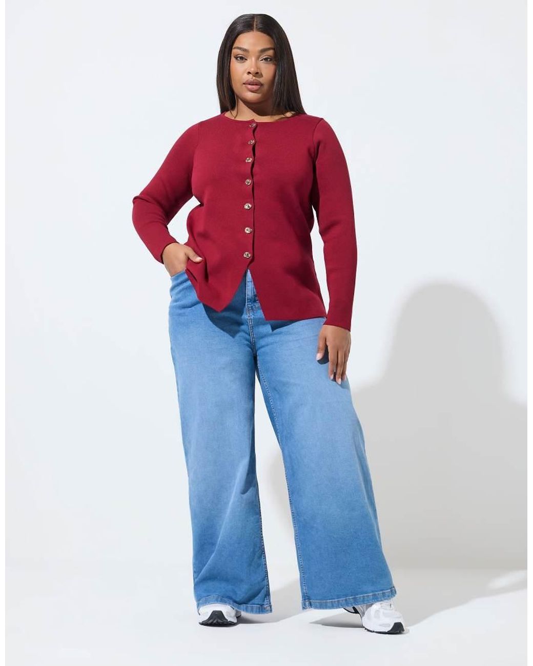 Yours Clothing Red Long Sleeve Knitted Top