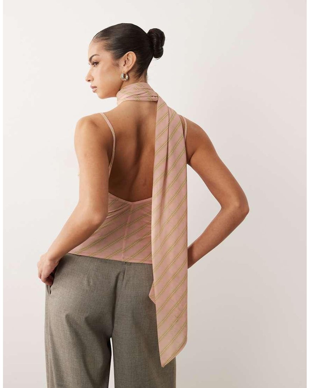 ASOS Natural Stretch Chiffon Scarf Wrap Top