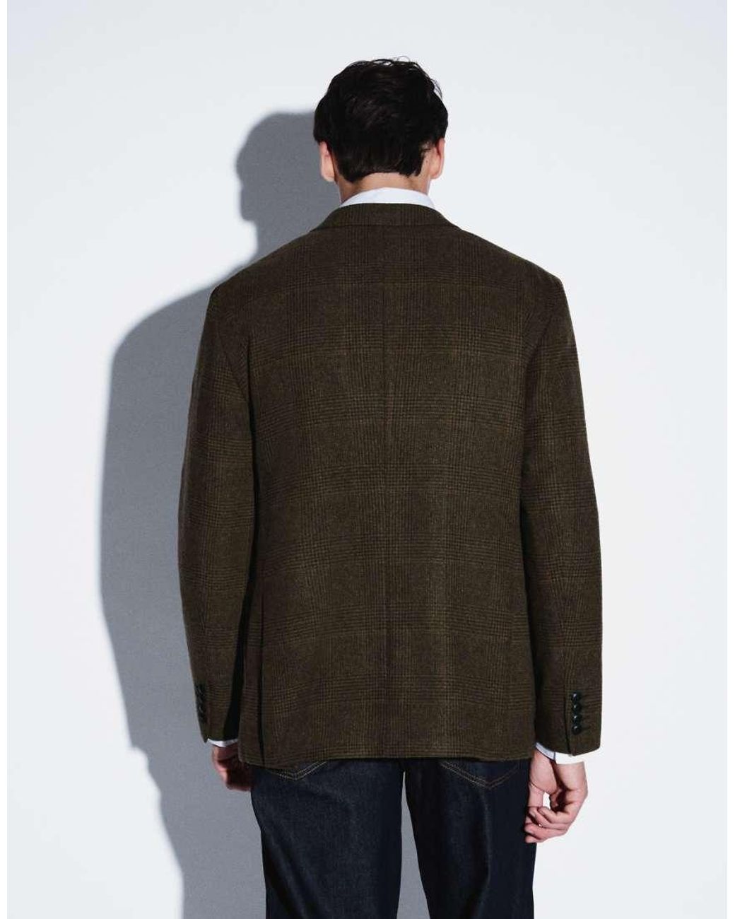 Mango Black Wool Mix Tailored Blazer for men