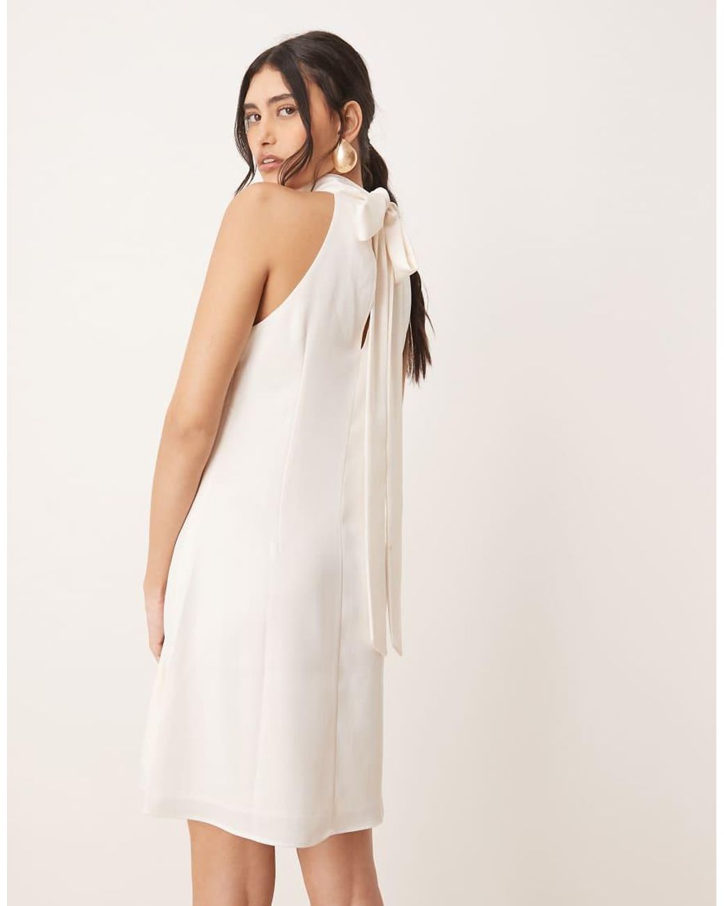 Y.A.S Natural Halterneck Mini Dress With Bow Back
