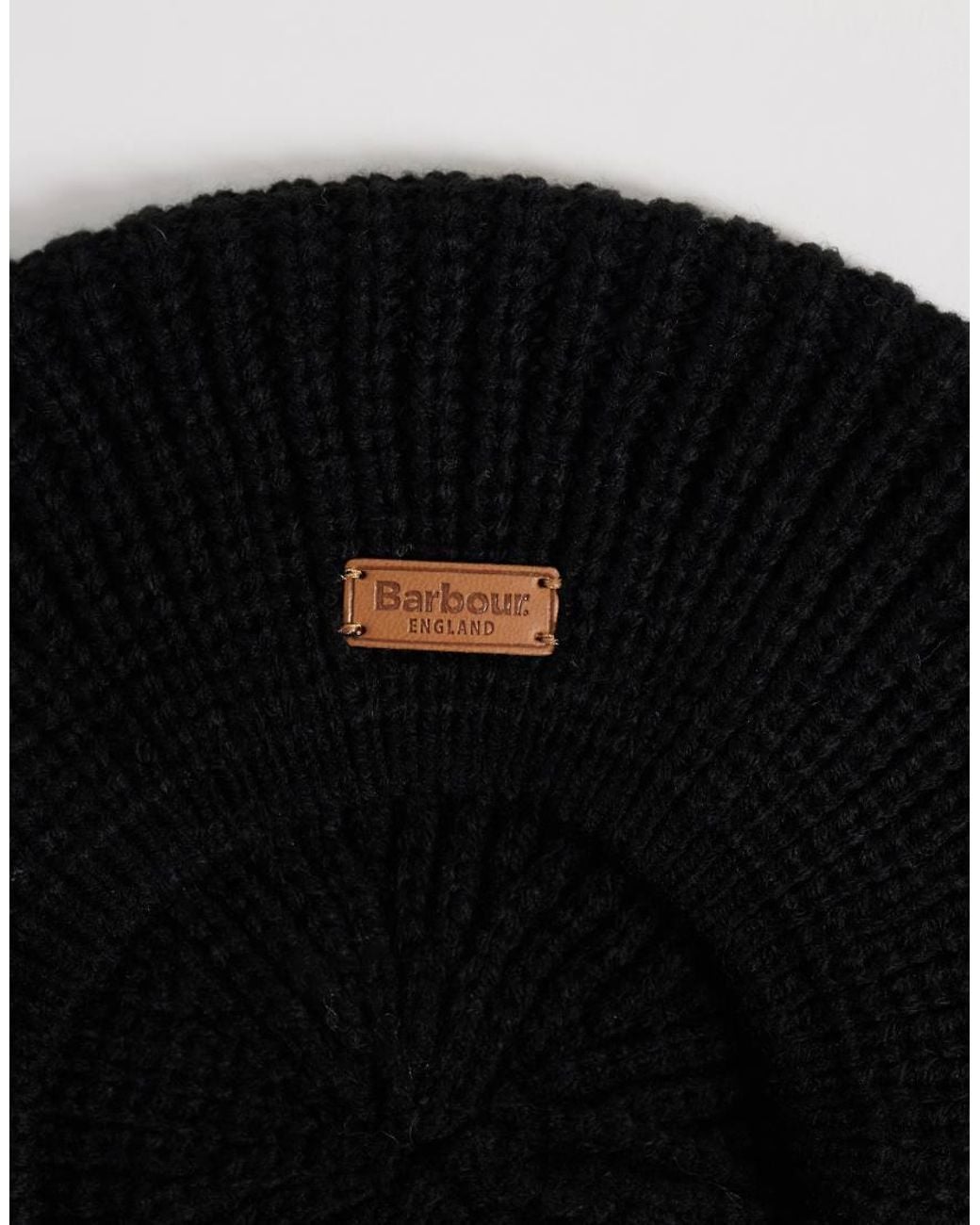 Barbour Black Beldon Acrylic Knit Beret Beanie Hat