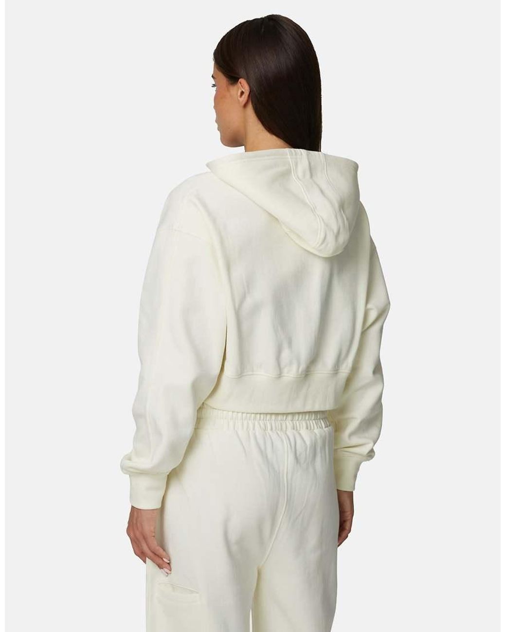 Good For Nothing White Cropped Zip Hoodie With Monogram