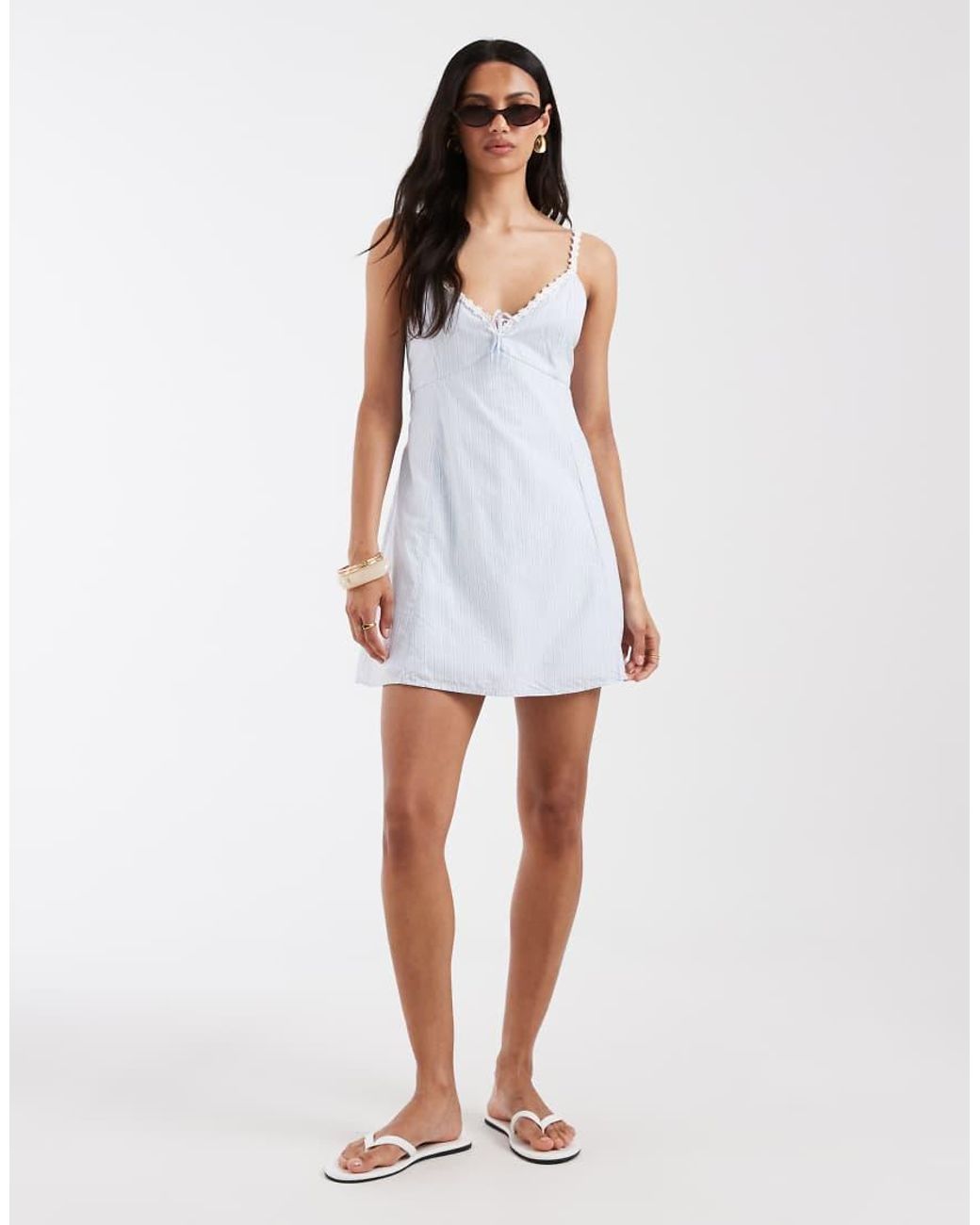Hollister White V Neck Button Through Mini Dress