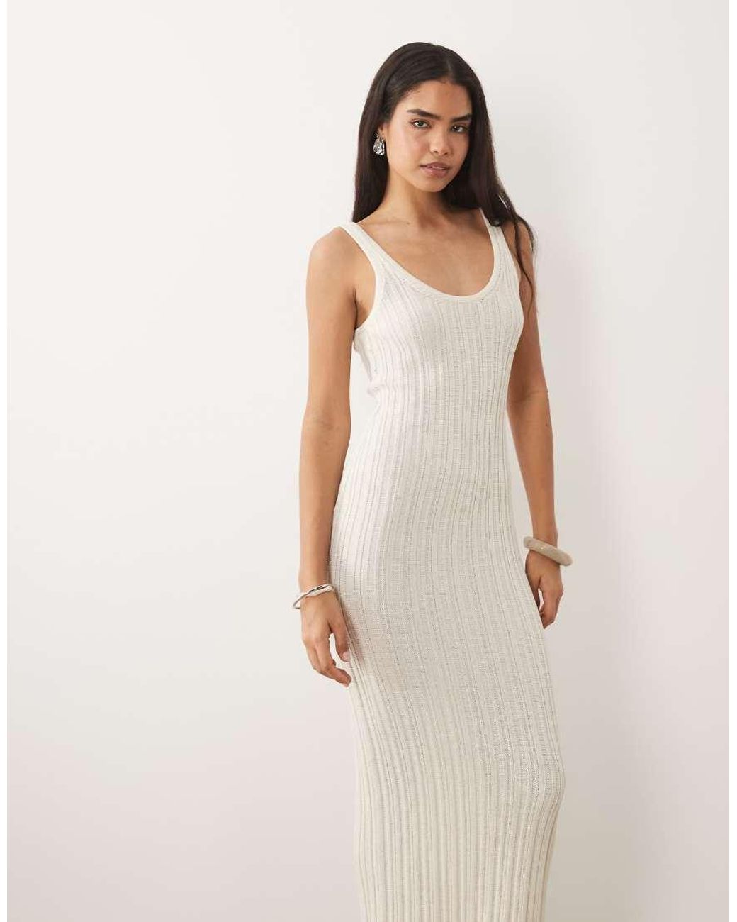 ASOS Natural Knitted Ladder Stitch Maxi Dress
