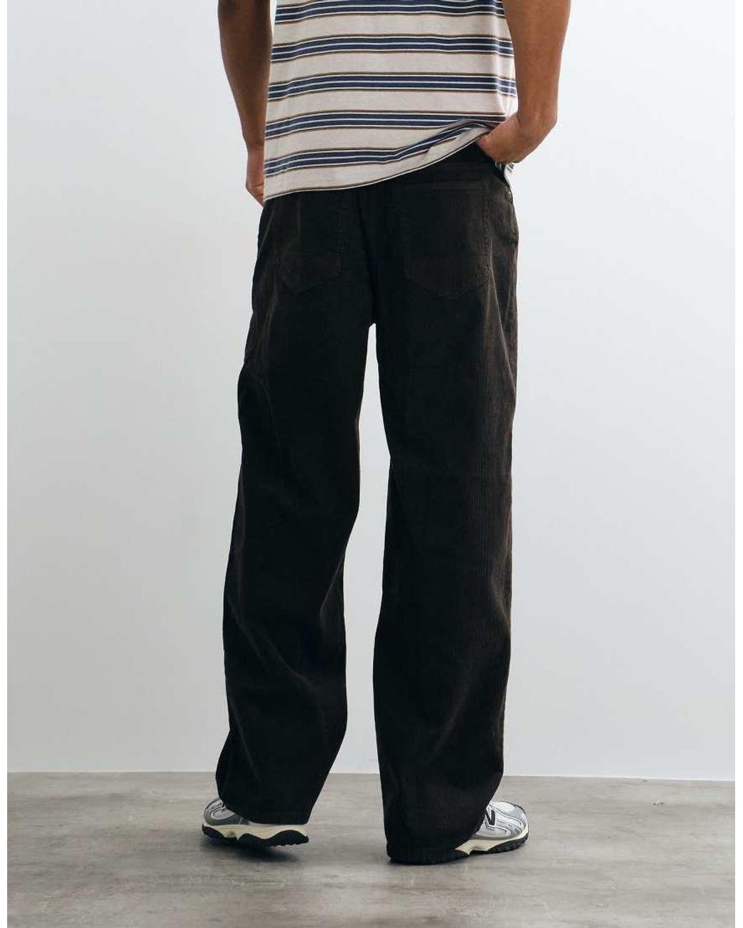 AllSaints Black Rivet Wide Leg Cord Denim Jeans for men