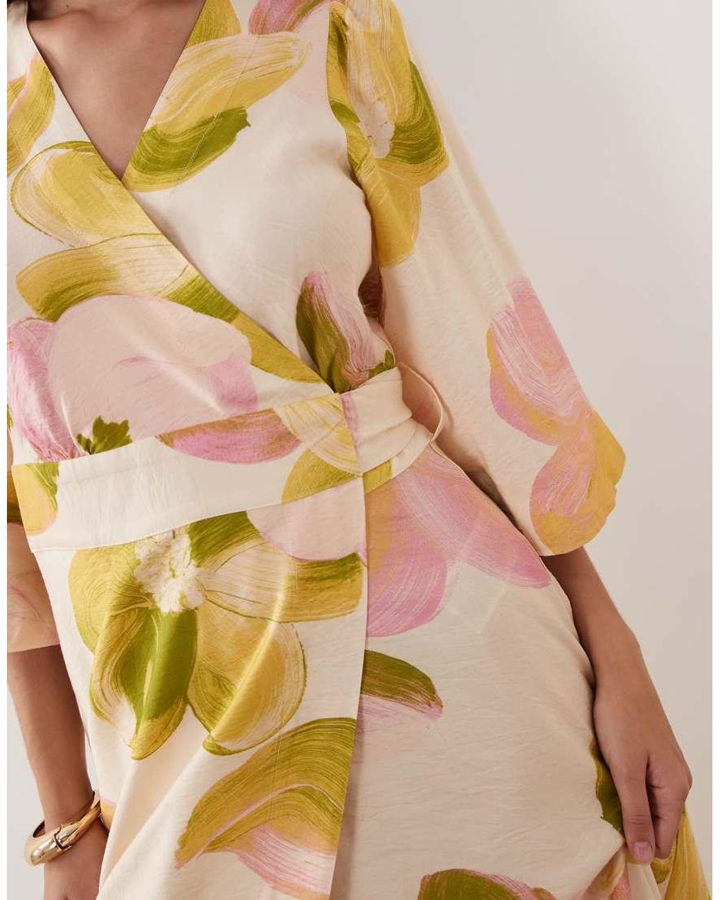Y.A.S Natural Frill Sleeve Wrap Maxi Dress