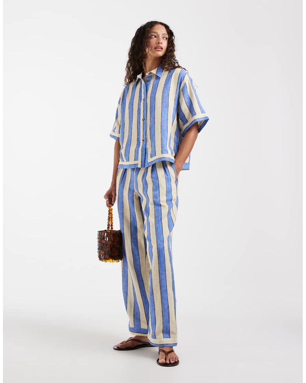ASOS Blue Delilah Beach Cheesecloth Resort Short Sleeve Shirt
