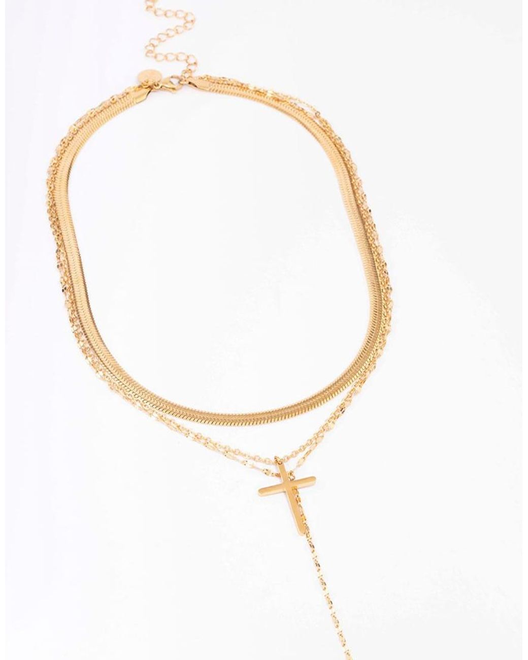 Lovisa White Waterproof Plated Stainless Steel Multi Chain Cross Layered Necklace