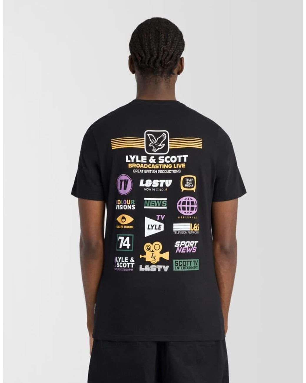 Lyle & Scott Black Ss T-Shirts Broadcaster Graphic T-Shirt for men