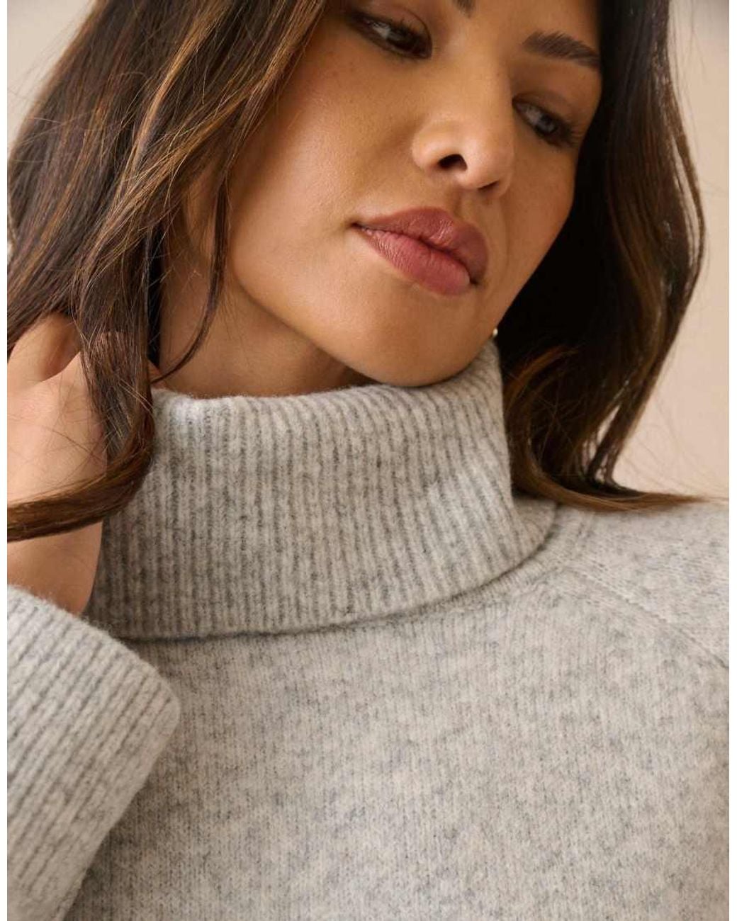 Nobody's Child Natural Marl Roll-Neck Oversized Jumper