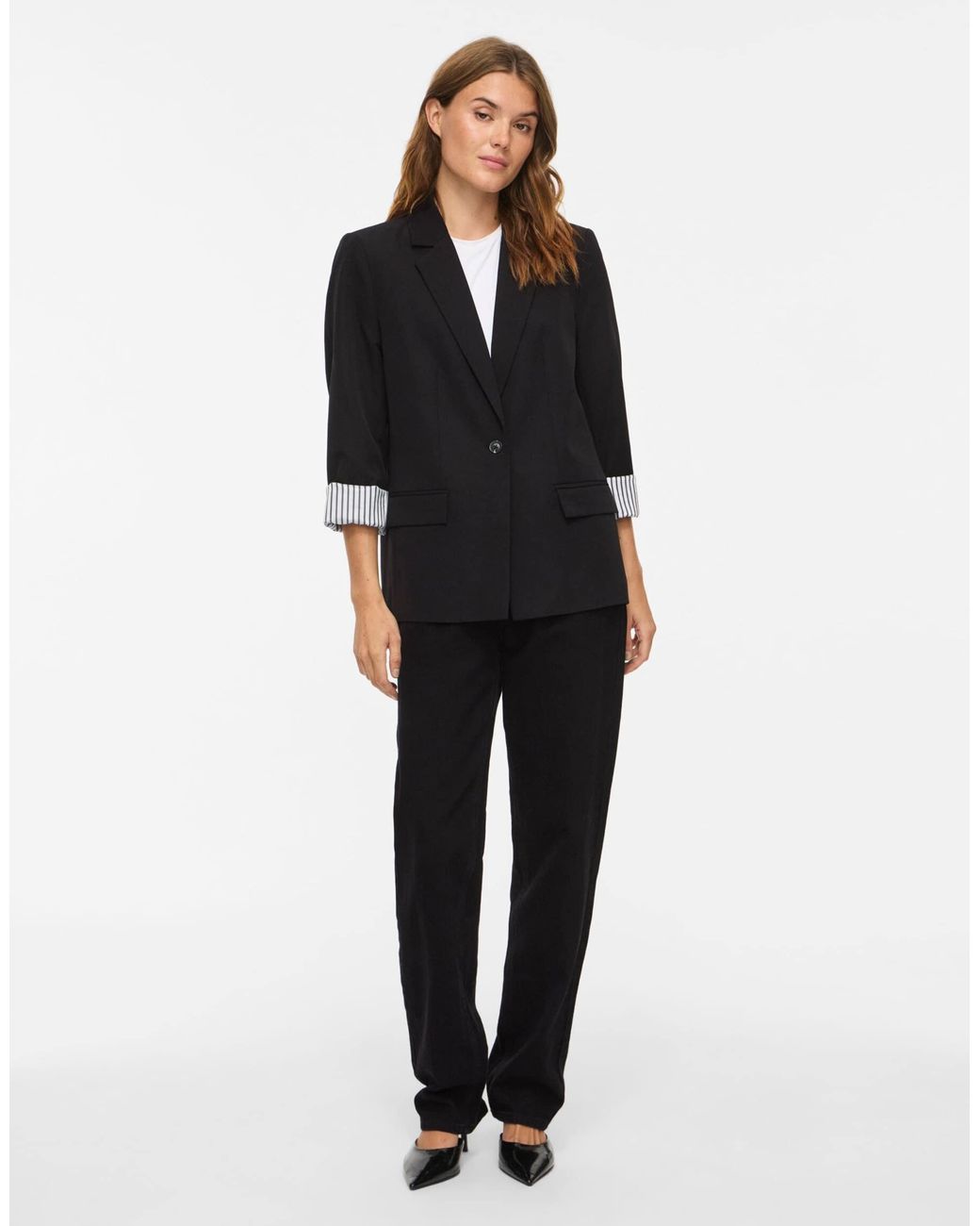 Vila Black Vibonnie einreihiger blazer mit lockerer passform, breitem revers und polsterung