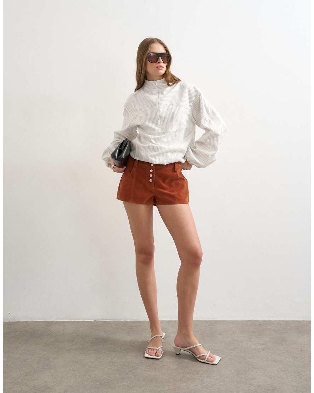 TOPSHOP White Faux Suede Micro Short