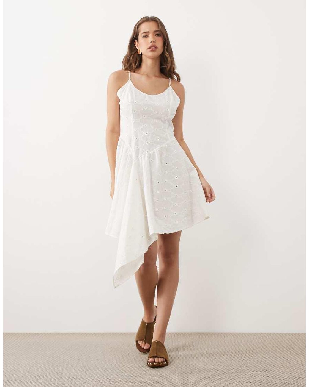 Miss Selfridge Natural Broderie Asym Cami Mini Dress