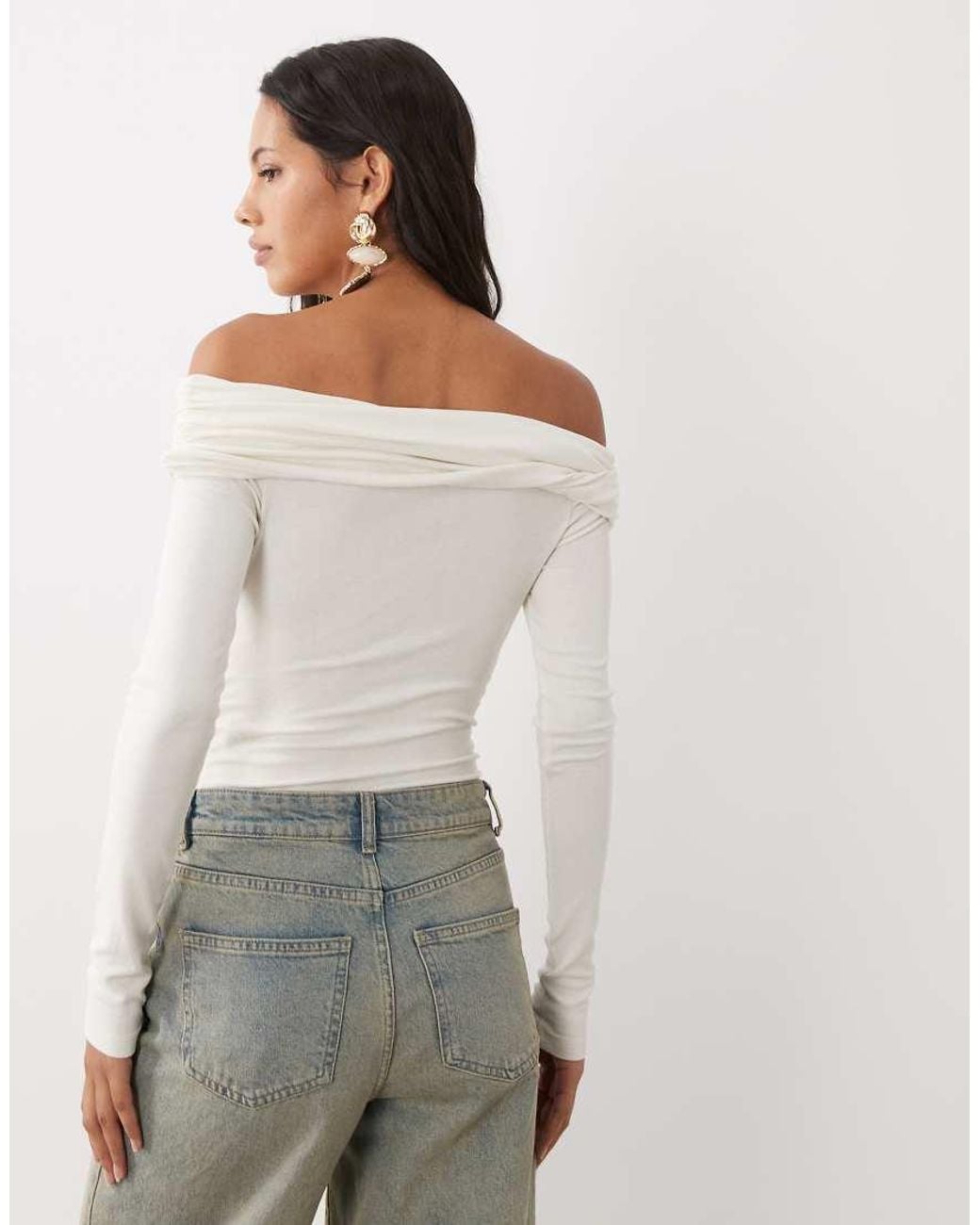 Miss Selfridge White Wrap Bardot Bodysuit