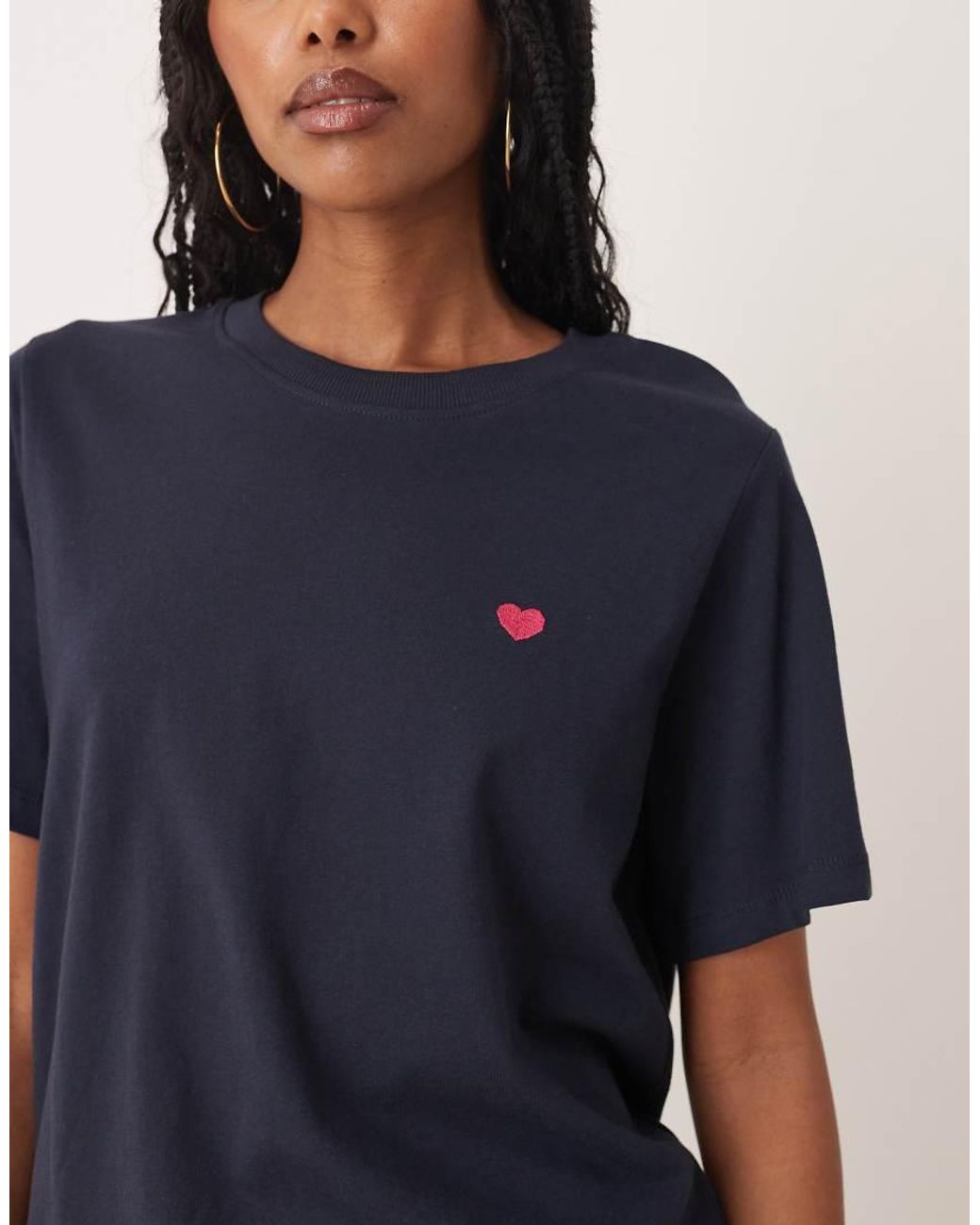 Jdy Blue Pink Heart Print T-shirt