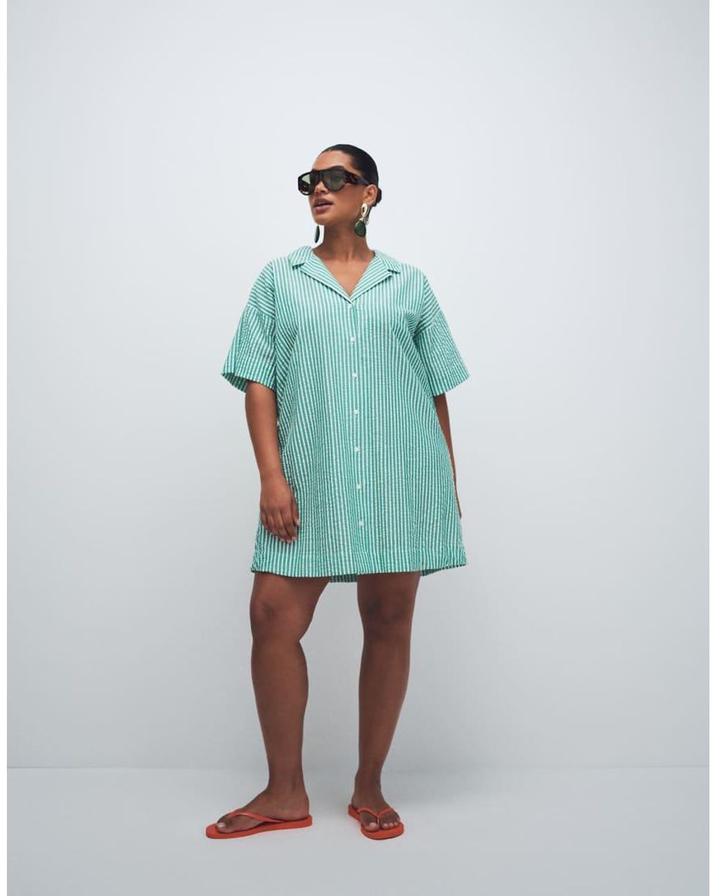 ASOS Green Asos Design Curve Bowling Shirt Dress
