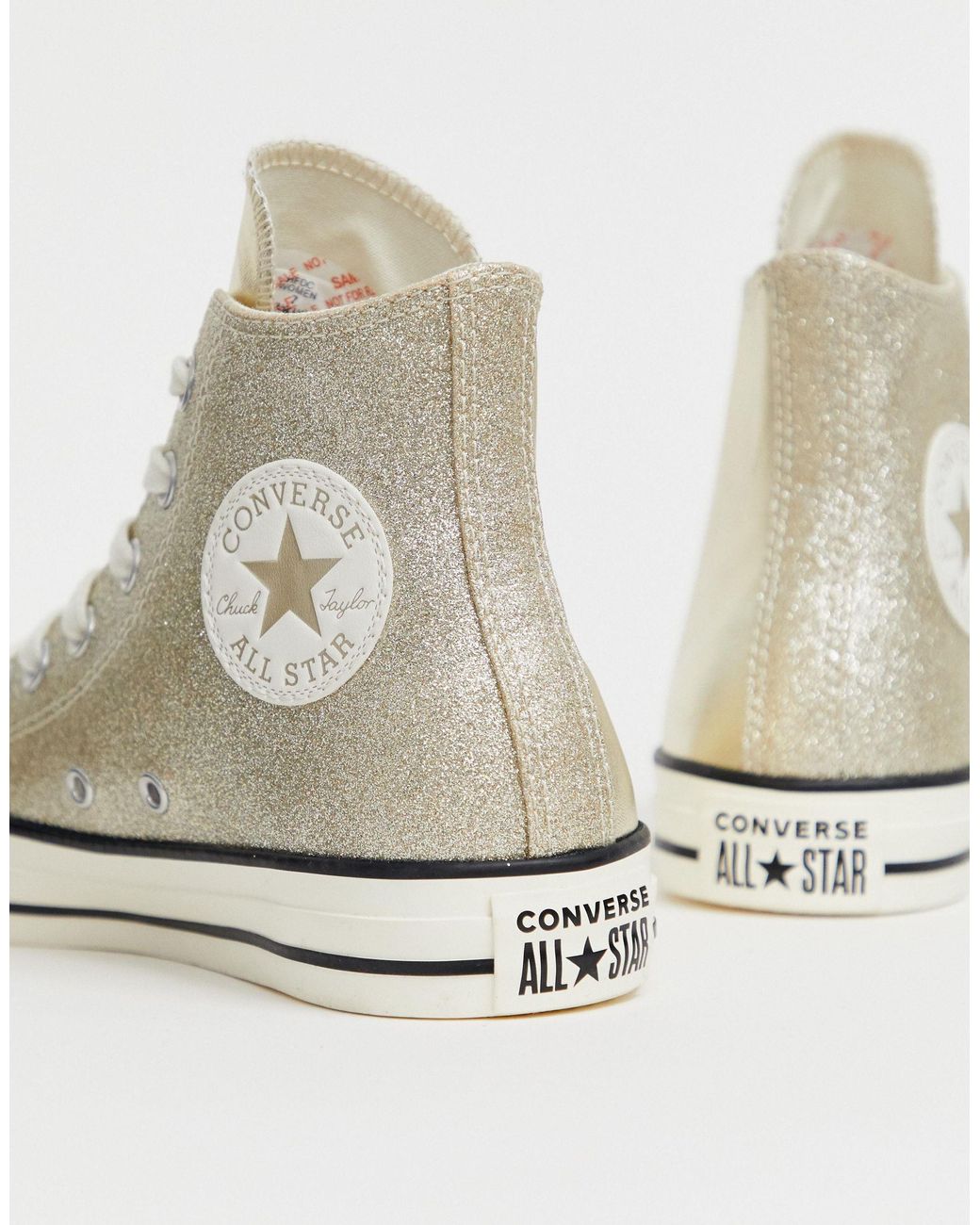 Converse Chuck Taylor All Star Hi Gold Glitter Trainers in Metallic | Lyst