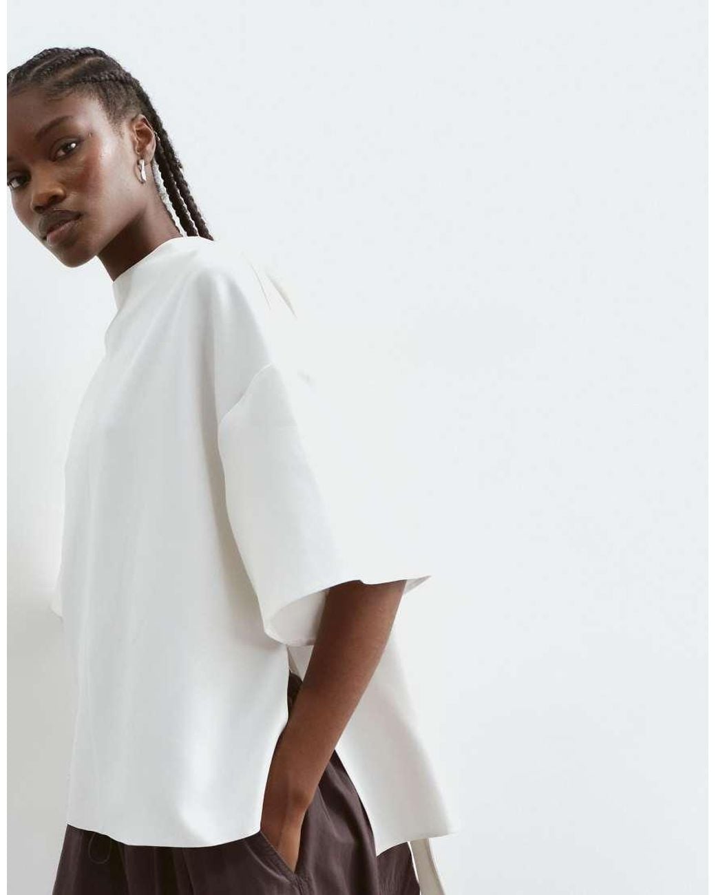 ARRANGE White Boxy Top With Open Back