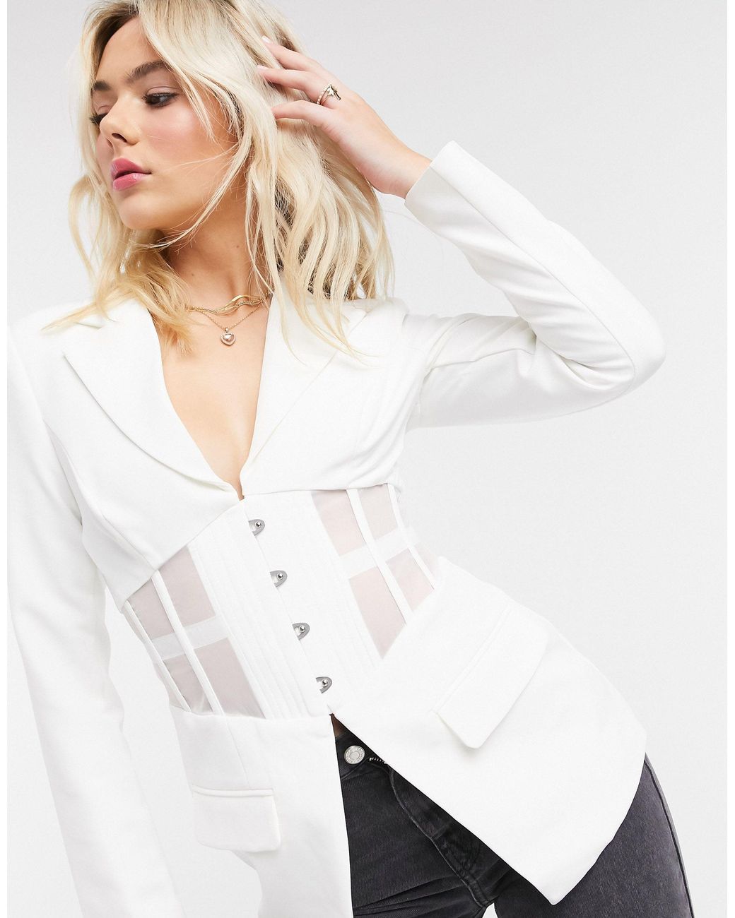 White corset hotsell blazer