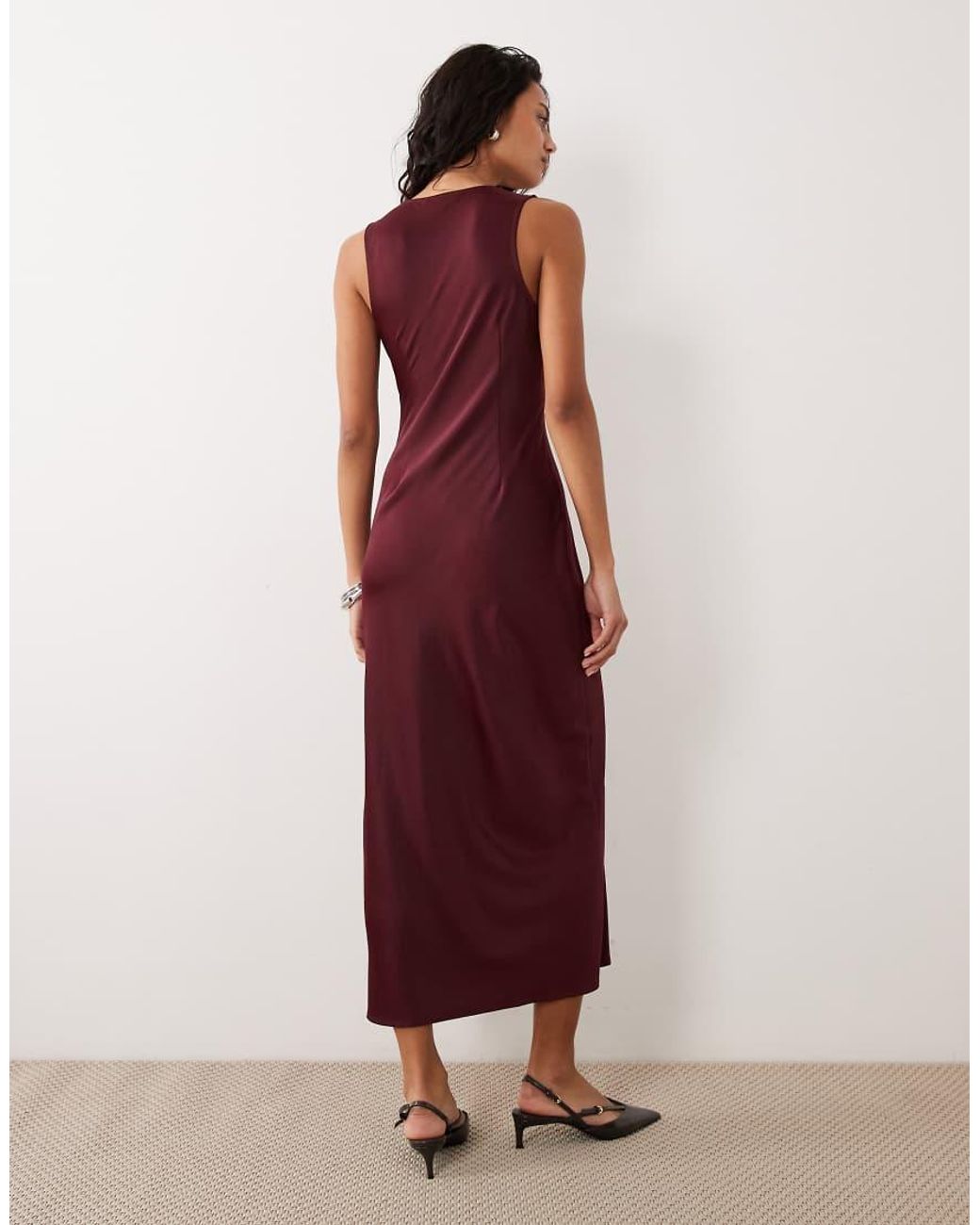 Motel Red Zarita Midaxi Satin Dress