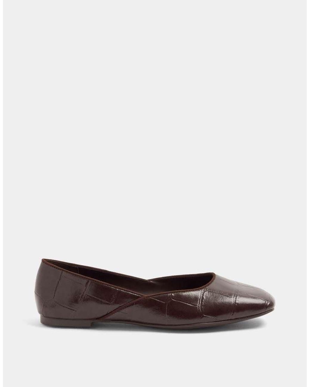 Yours Clothing Brown Wide Fit Croc Square Toe Ballet Pumps