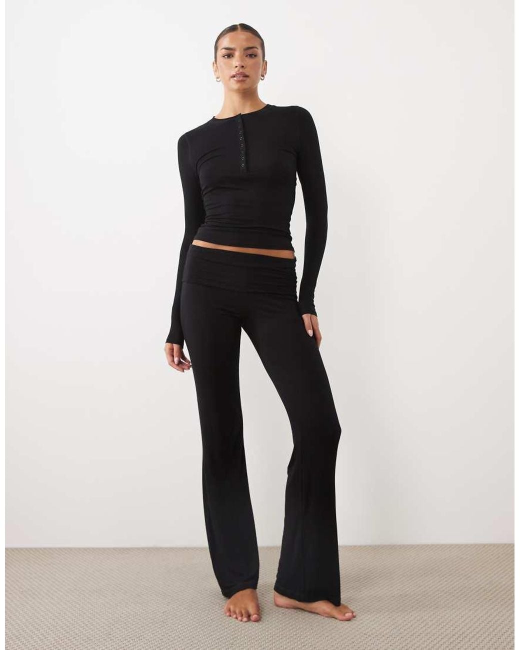 Cotton On Black Soft Lounge Henley