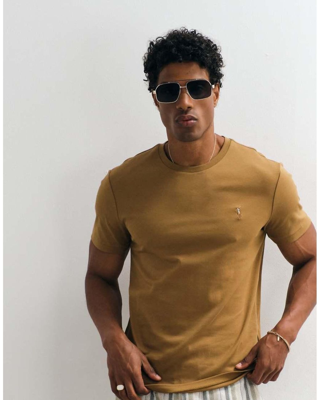 Polo Ralph Lauren Brown Icon Logo Short Sleeve Custom Slim Pima T-shirt for men