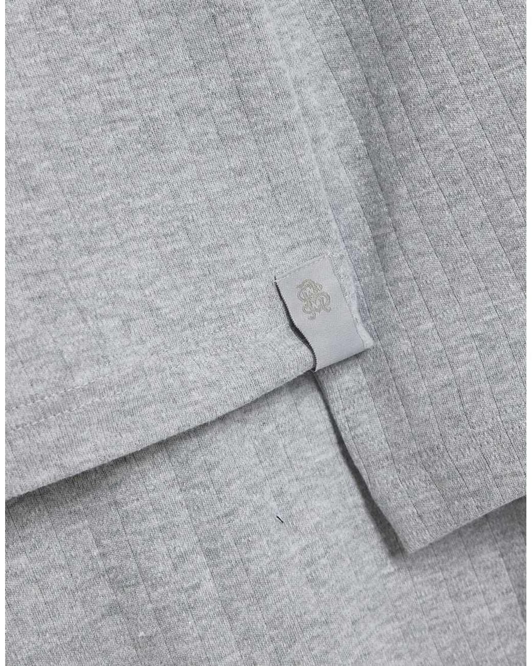 River Island Gray Muscle Fit Rib Loungewear Set for men