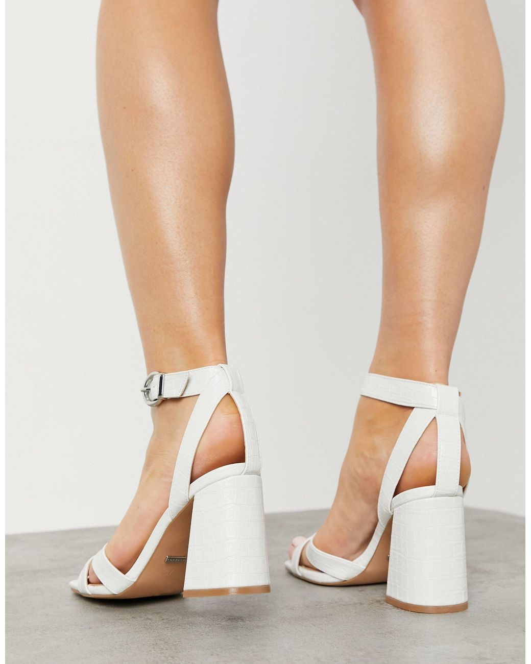 TOPSHOP Block Heel Sandals in White | Lyst UK