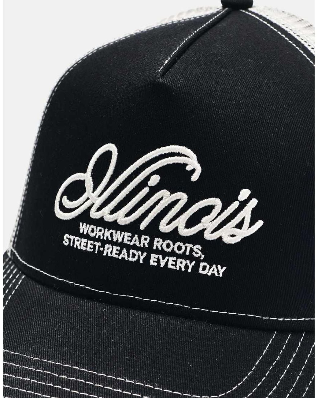 Pull&Bear Black Illinois Trucker Cap for men