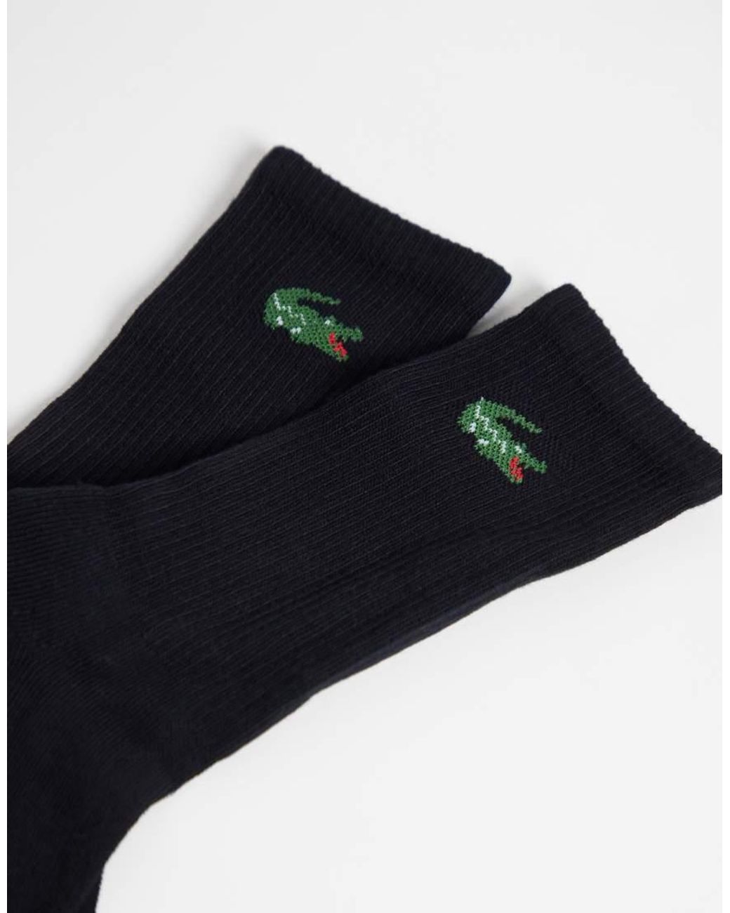 Lacoste Black 3 Pack Croc Logo Unisex Long Cotton Socks