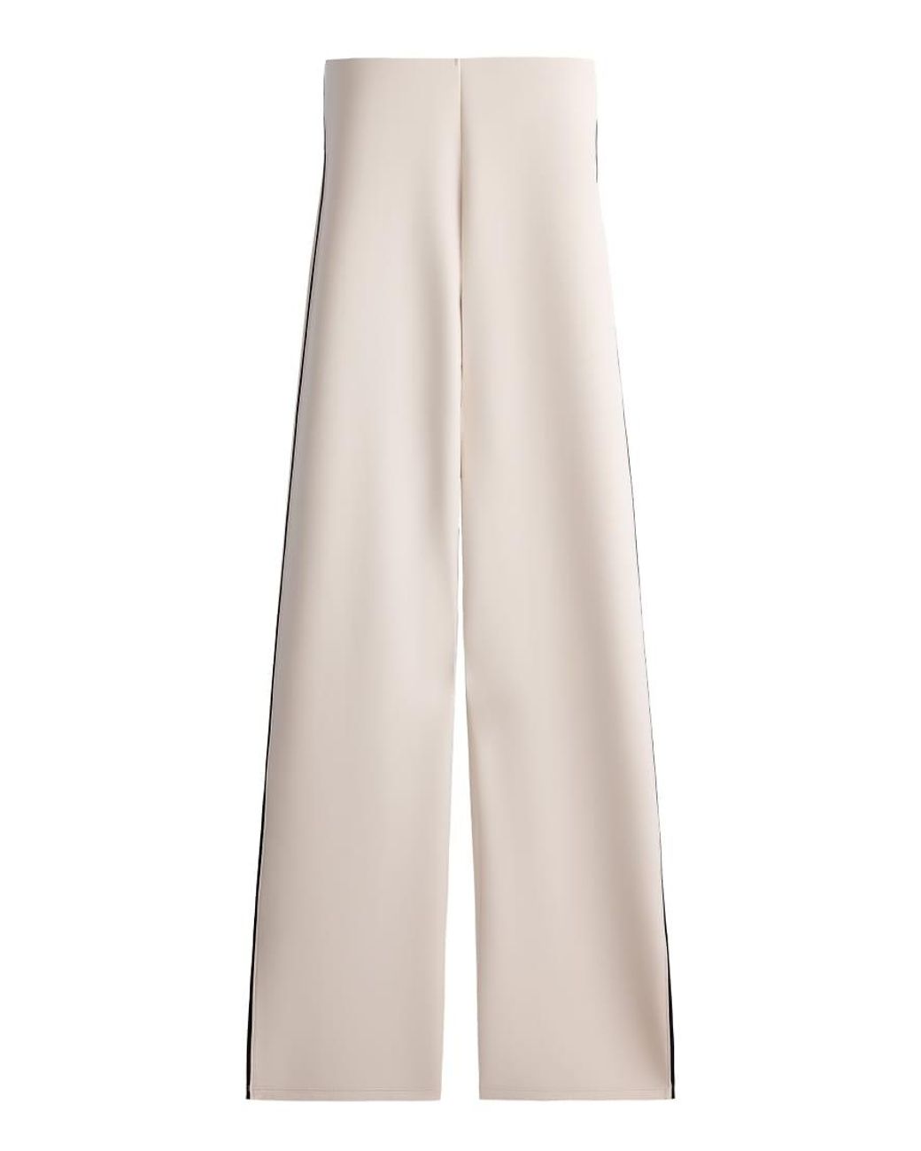Oysho White High-Waist Straight-Leg Neoprene-Effect Piping Trousers