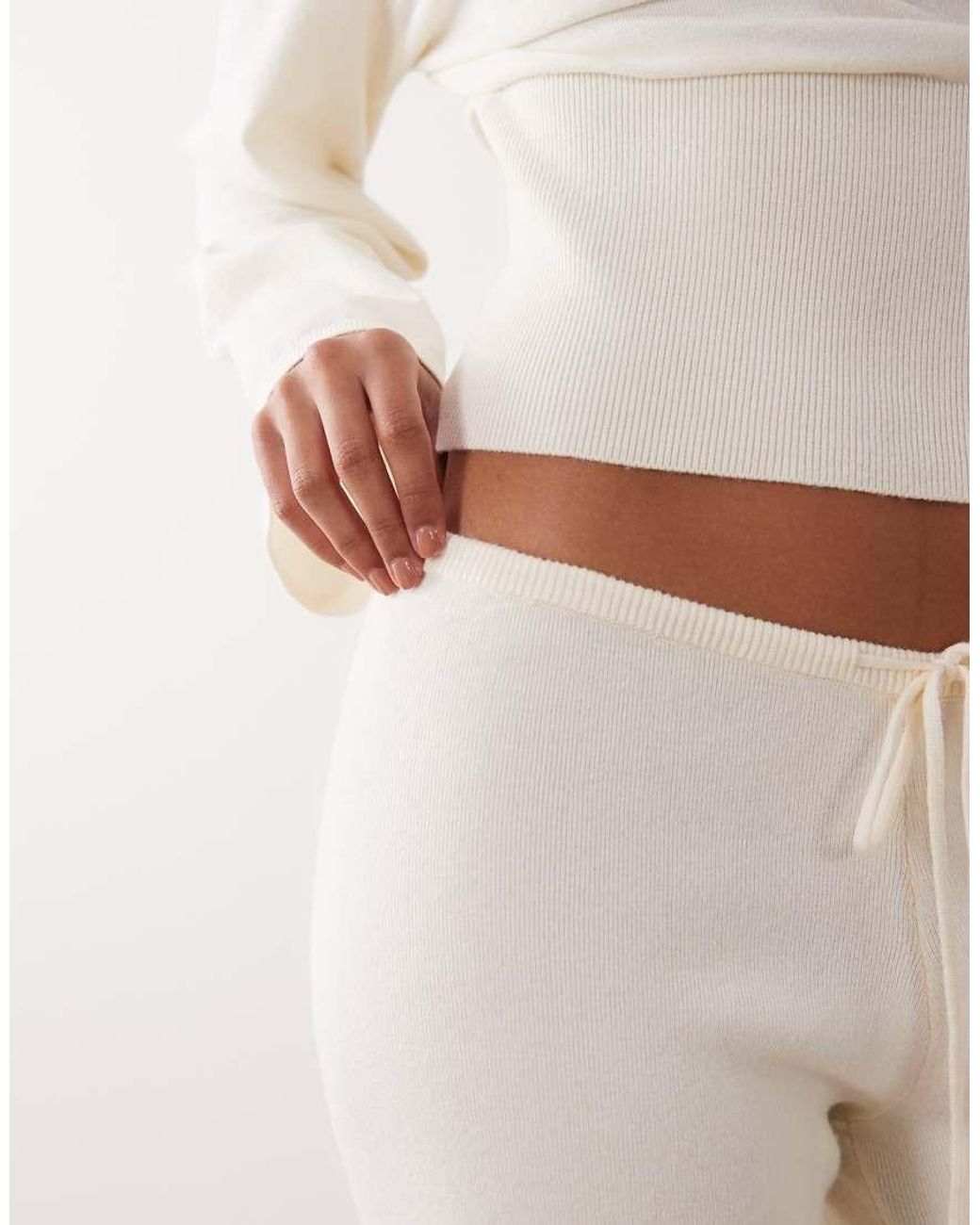 Gina Tricot Natural Co-ord Knitted Loungewear Trousers