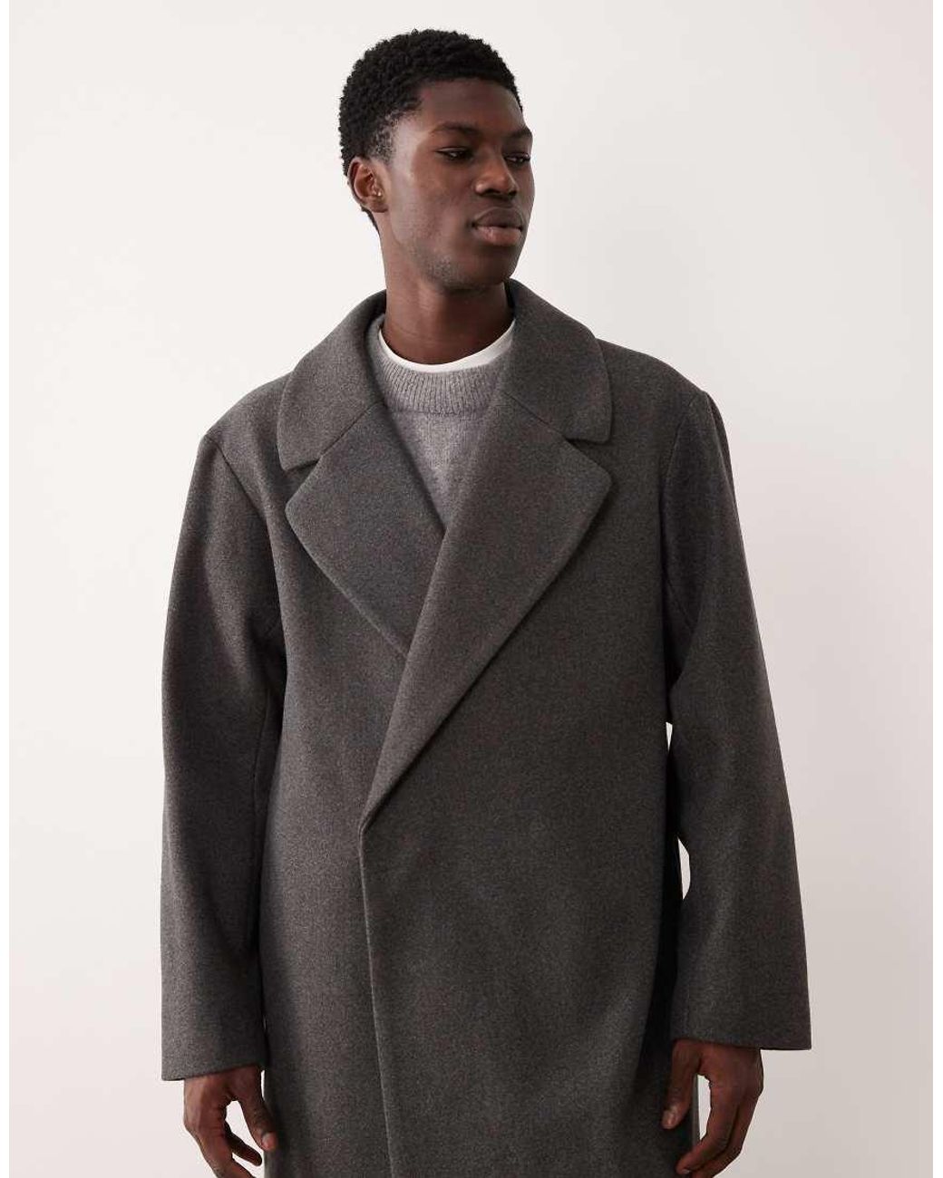 ASOS Black Wool Look Longline Coat for men