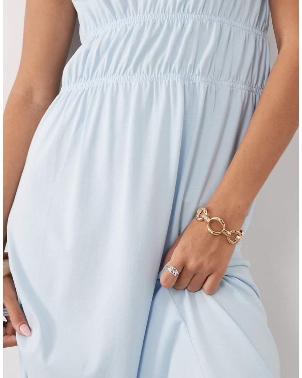 ASOS White Ruched Bodice Plunge Maxi Dress