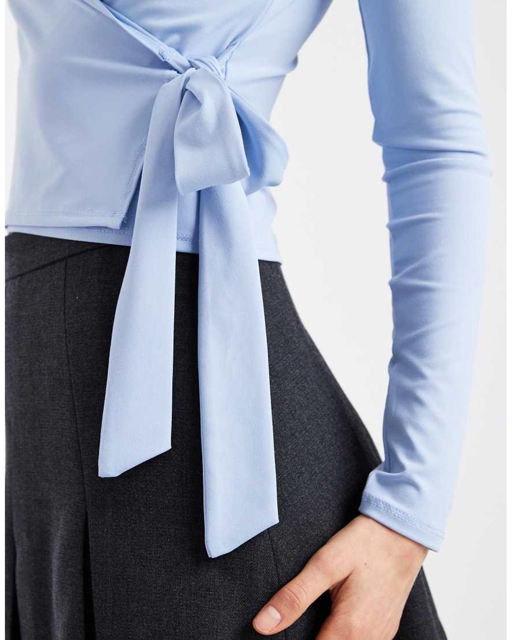Miss Selfridge White Long Sleeve Wrap Top