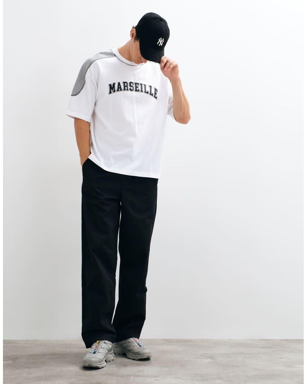 ASOS White Heavyweight Boxy Oversized Cut And Sew T-Shirt With Marseille Graphic In for men