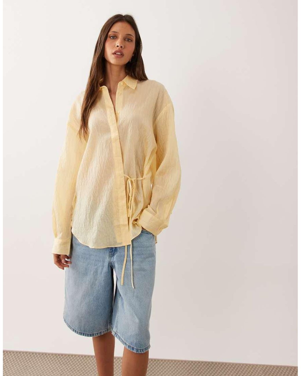 Mango Natural Tie Waist Shirt
