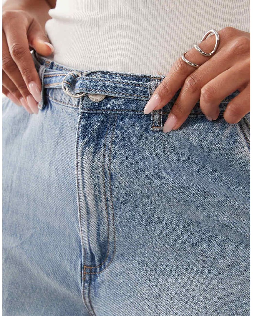 Vila White Belted Denim Shorts